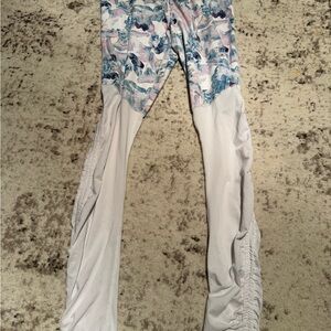 Fabletics Marble Print Leggings with Gray Accents